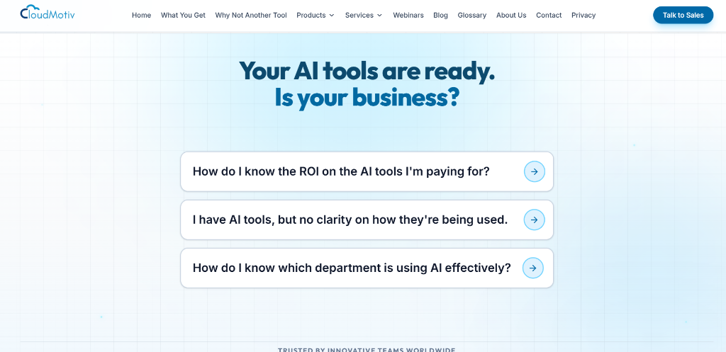 CloudMotiv Homepage - AI Stack Audit & Workflow Services